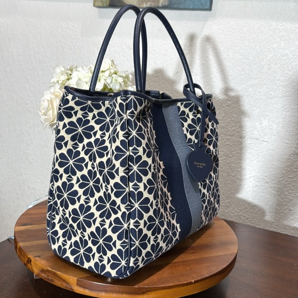 Kate Spade Flower Jacquard Stripe Everything Medium Tote Blue Multi. - Picture 14 of 14